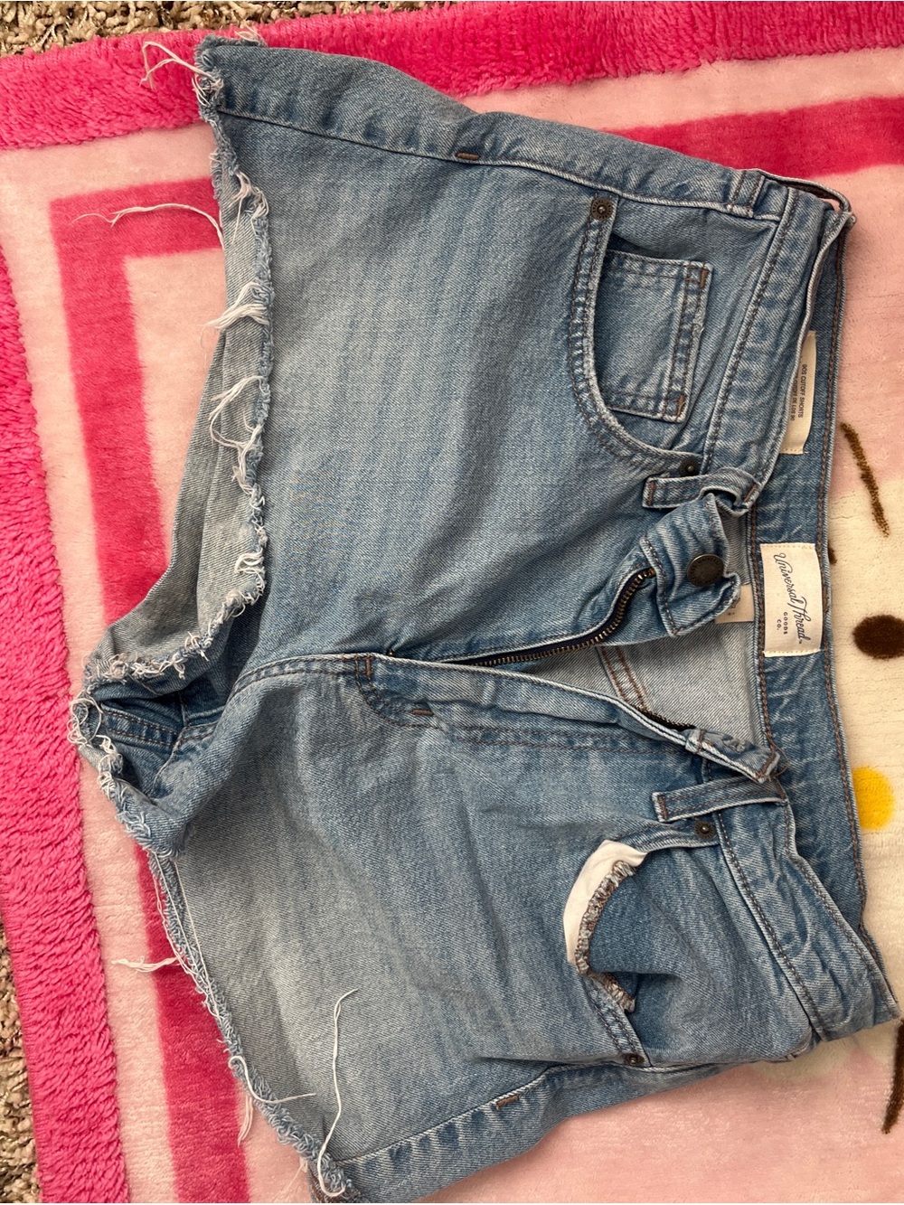 American Threads Light Blue Frayed Denim Cutoff Shorts